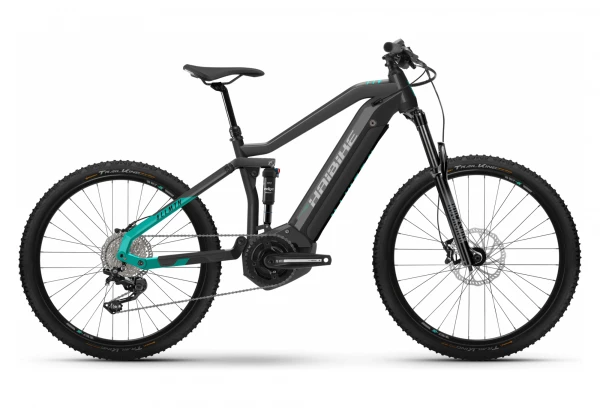 VTT Électrique Tout-Suspendu Haibike AllMtn 1 Shimano Deore 11V 630 Wh 29'' / 27.5'' Gris Anthracite Turquoise 2022