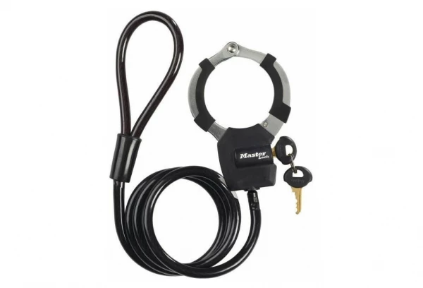 Master Lock ANTIVOL VELO CABLE A BOUCLE AVEC MENOTTE MASTERLOCK STREET CUFF DIAM 8mm L1M - LIVRE AVEC 4 CLES -NIVEAU SECURITE 6